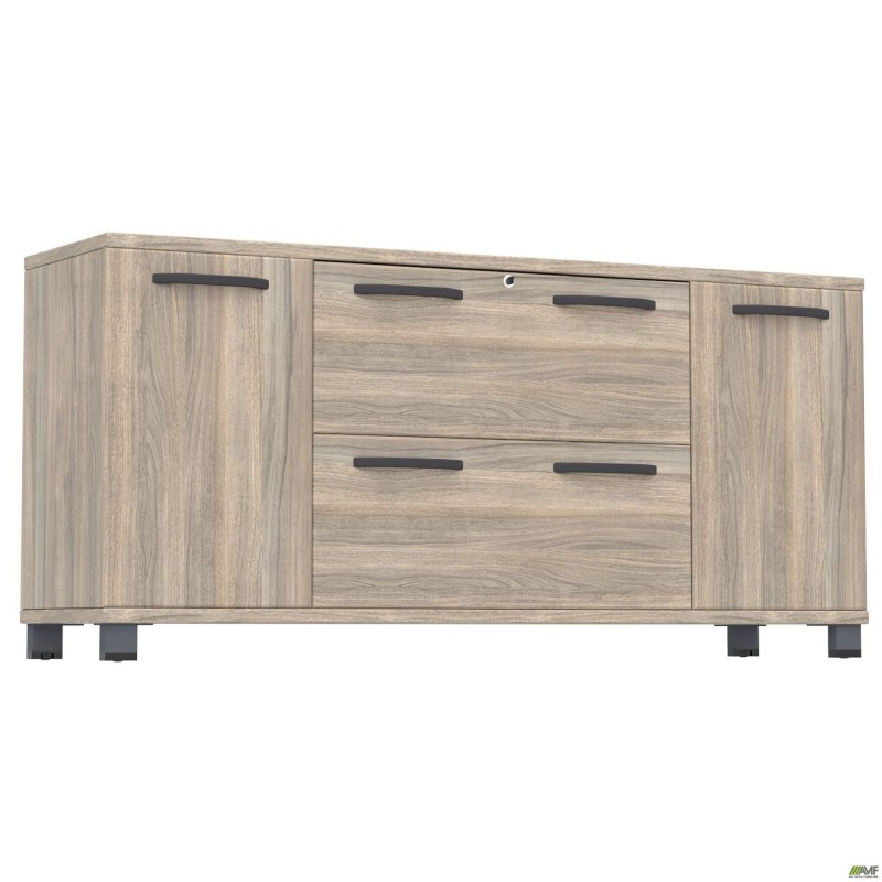 Тумба-помічник SIG-402-1 (1600х420х750мм) Опори, ручки Чорний графіт/В'яз Ліберті Димчастий AMF