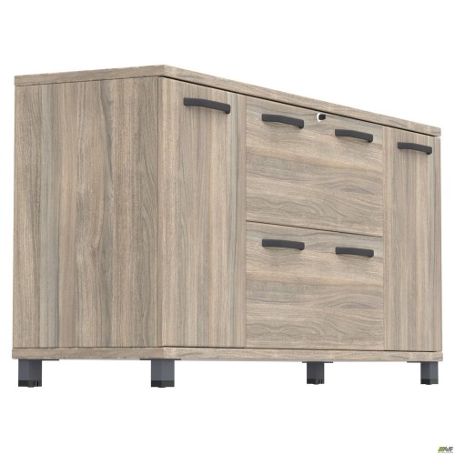 Тумба-помічник SIG-402-1 (1600х420х750мм) Опори, ручки Чорний графіт/В'яз Ліберті Димчастий AMF