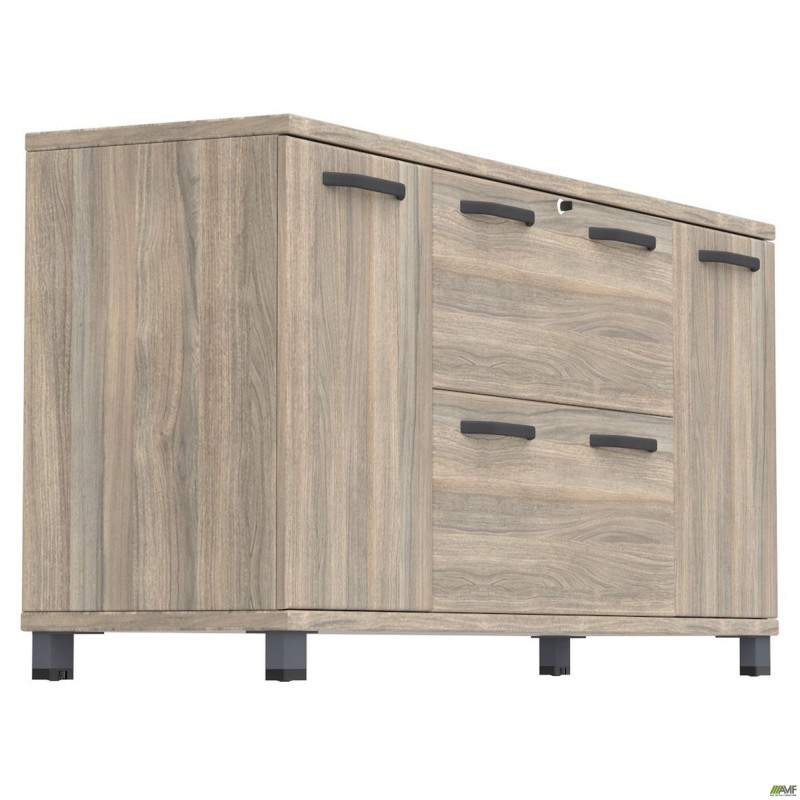 Тумба-помічник SIG-402-1 (1600х420х750мм) Опори, ручки Чорний графіт/В'яз Ліберті Димчастий AMF