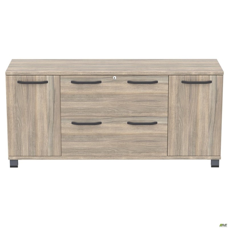 Тумба-помічник SIG-402-1 (1600х420х750мм) Опори, ручки Чорний графіт/В'яз Ліберті Димчастий AMF