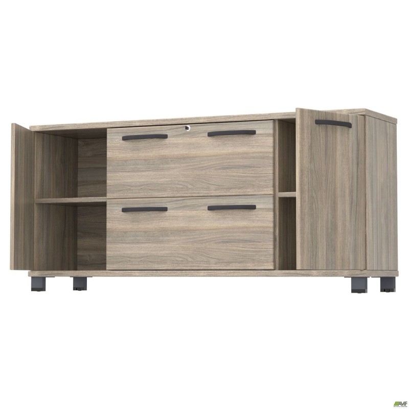 Тумба-помічник SIG-402-1 (1600х420х750мм) Опори, ручки Чорний графіт/В'яз Ліберті Димчастий AMF