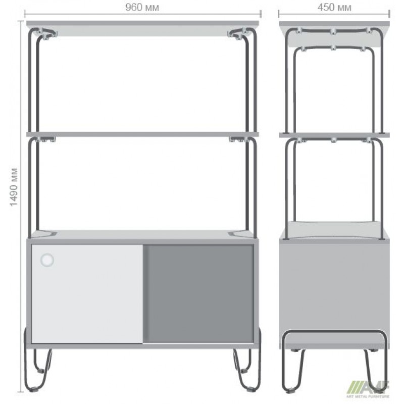 Тумба Rocky + 2 полицi, черний графiт AMF