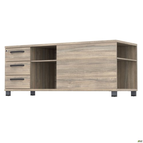 Тумба керівника L SIG-409 (1600х600х645мм) Опори, ручки Чорний графіт/В'яз Ліберті Димчастий AMF