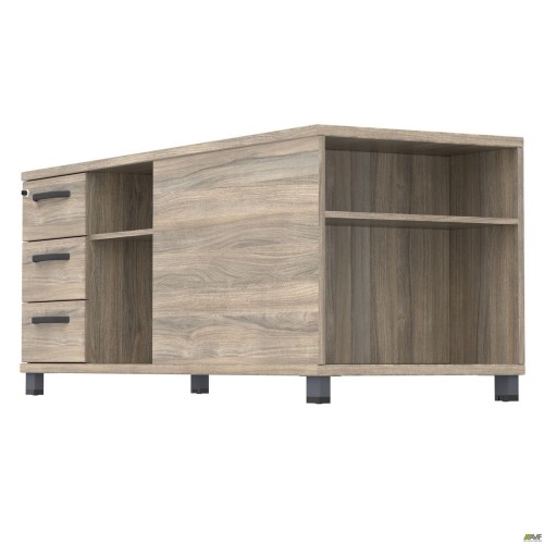 Тумба керівника L SIG-409 (1600х600х645мм) Опори, ручки Чорний графіт/В'яз Ліберті Димчастий AMF