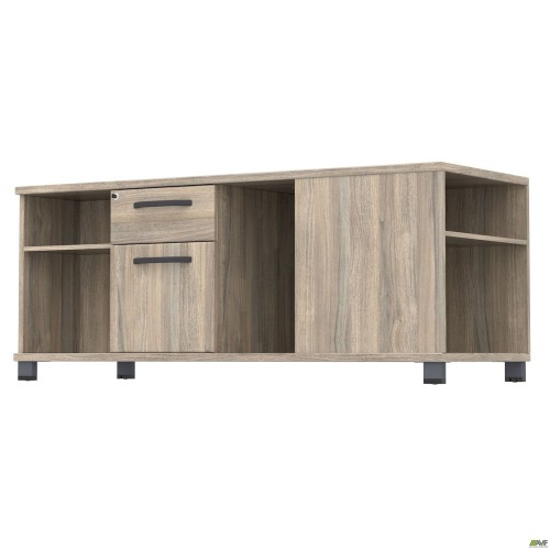 Тумба керівника L SIG-410 (1600х600х645мм) Опори, ручки Чорний графіт/В'яз Ліберті Димчастий AMF