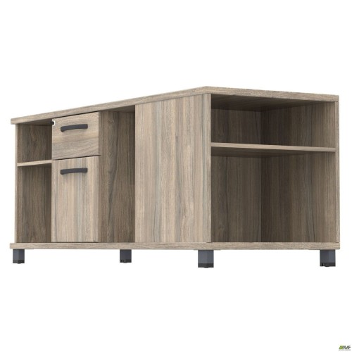 Тумба керівника L SIG-410 (1600х600х645мм) Опори, ручки Чорний графіт/В'яз Ліберті Димчастий AMF