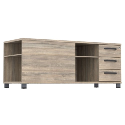 Тумба керівника R SIG-409 (1600х600х645мм) Опори, ручки Чорний графіт/В'яз Ліберті Димчастий AMF