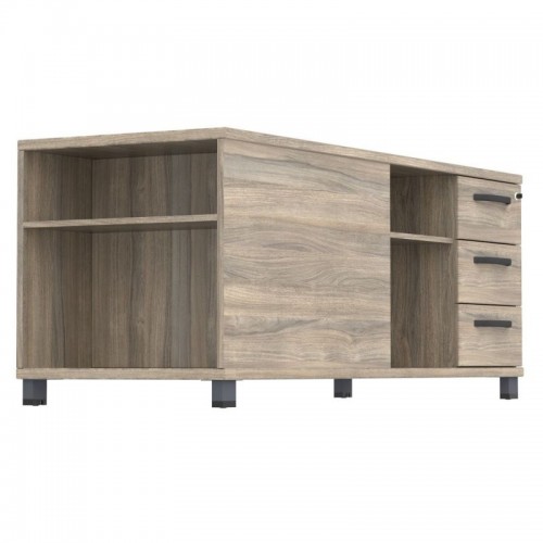 Тумба керівника R SIG-409 (1600х600х645мм) Опори, ручки Чорний графіт/В'яз Ліберті Димчастий AMF