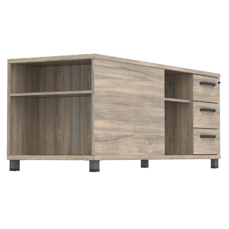 Тумба керівника R SIG-409 (1600х600х645мм) Опори, ручки Чорний графіт/В'яз Ліберті Димчастий AMF