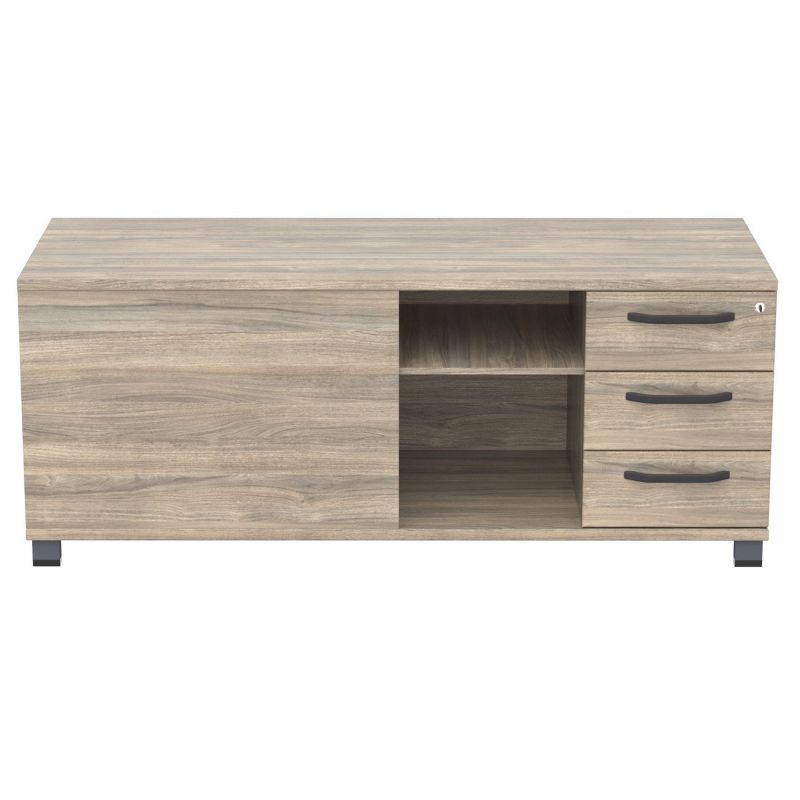 Тумба керівника R SIG-409 (1600х600х645мм) Опори, ручки Чорний графіт/В'яз Ліберті Димчастий AMF