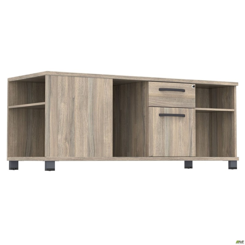 Тумба керівника R SIG-410 (1600х600х645мм) Опори, ручки Чорний графіт/В'яз Ліберті Димчастий AMF