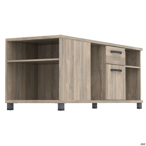 Тумба керівника R SIG-410 (1600х600х645мм) Опори, ручки Чорний графіт/В'яз Ліберті Димчастий AMF