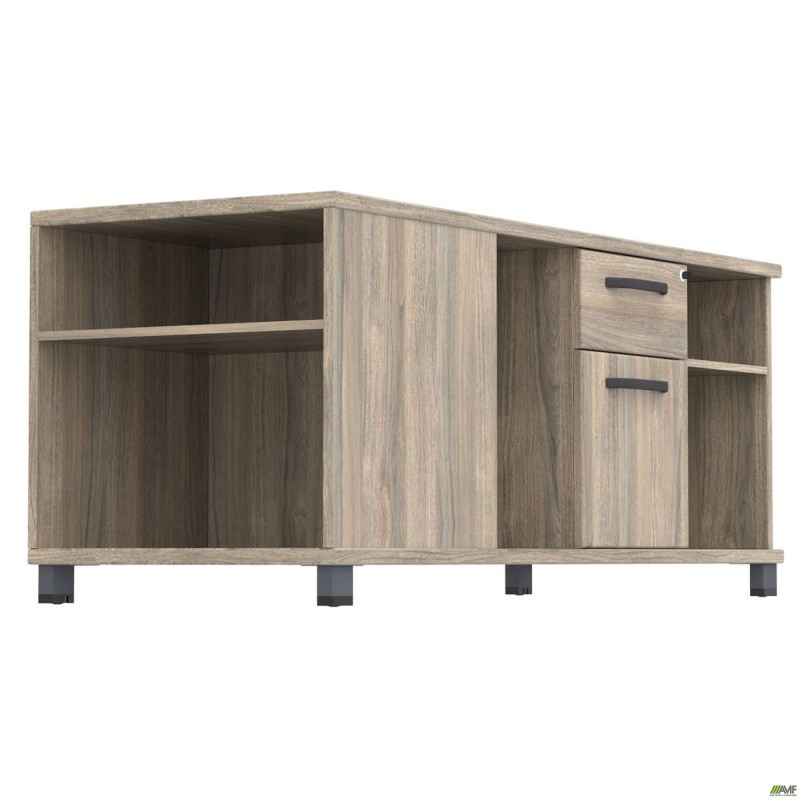 Тумба керівника R SIG-410 (1600х600х645мм) Опори, ручки Чорний графіт/В'яз Ліберті Димчастий AMF