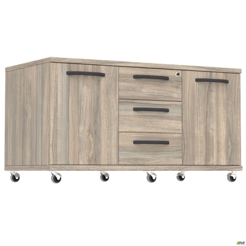 Тумба мобільна SIG-401-1 (1200х600х630мм) Ручки Чорний/В'яз Ліберті Димчастий AMF