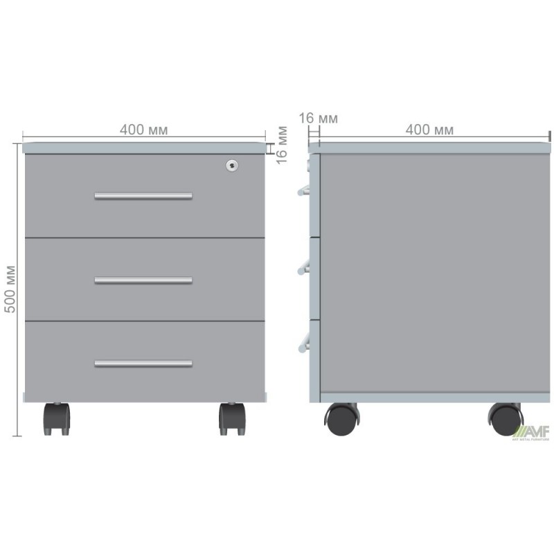 Тумба мобільна із замком ОМ-401 (400х400х500Н) (у зборі) Дуб Сонома AMF