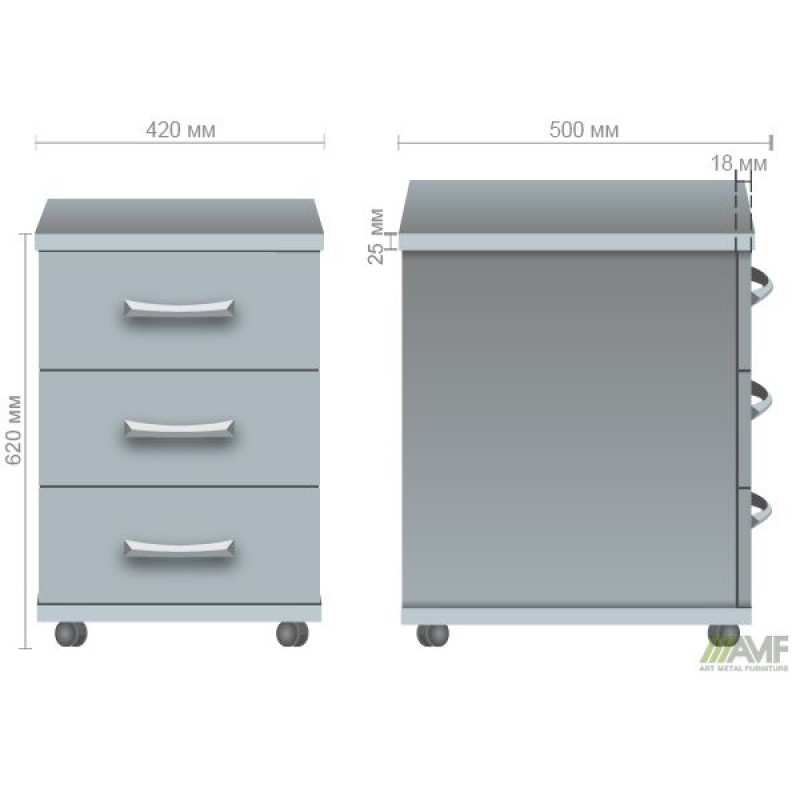 Тумба мобільна МГ-401 (420х500х620мм) горіх темний (в зборі) AMF