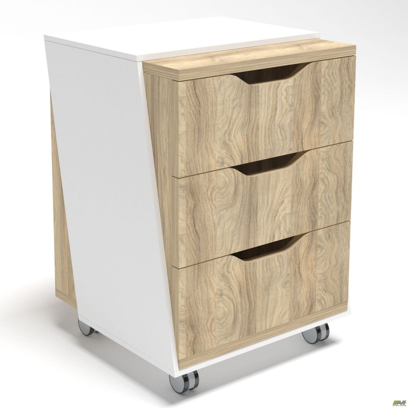 Тумба мобільна в обрамленні Delta DL-404 (412х400х585) Блеквуд Ячмінний / Білий базовий AMF