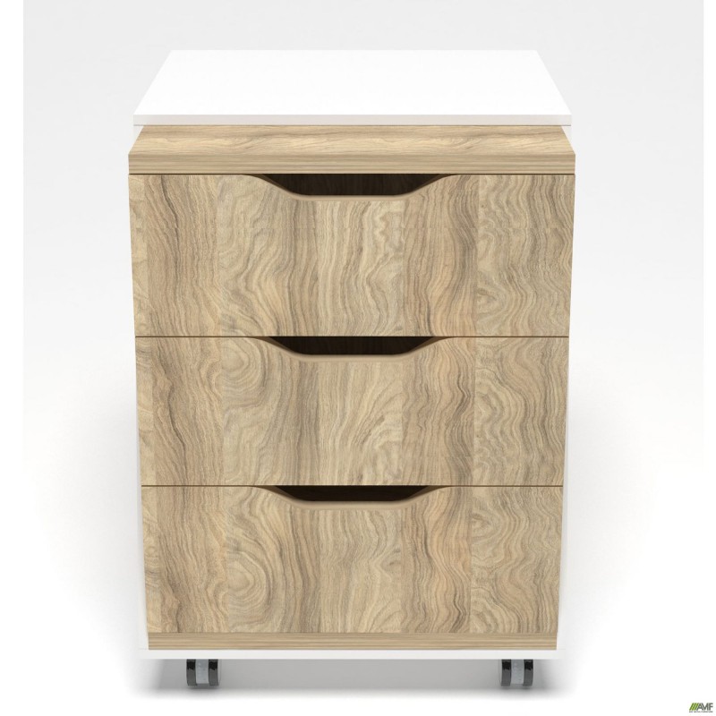 Тумба мобільна в обрамленні Delta DL-404 (412х400х585) Блеквуд Ячмінний / Білий базовий AMF