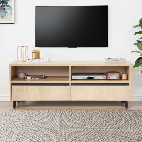 Тумба під ТВ Pluto TV-1 (1200х450х500Н) Дуб Ендгрейн/Чорний графіт AMF