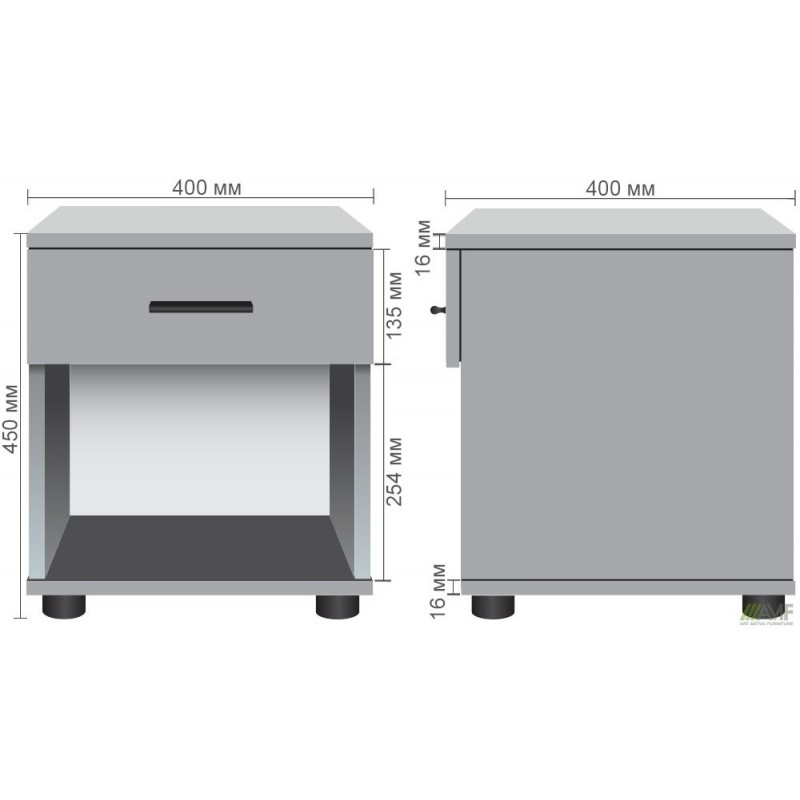 Тумба приліжкова City одна шухляда (400х400х450Н) Дуб Сонома AMF