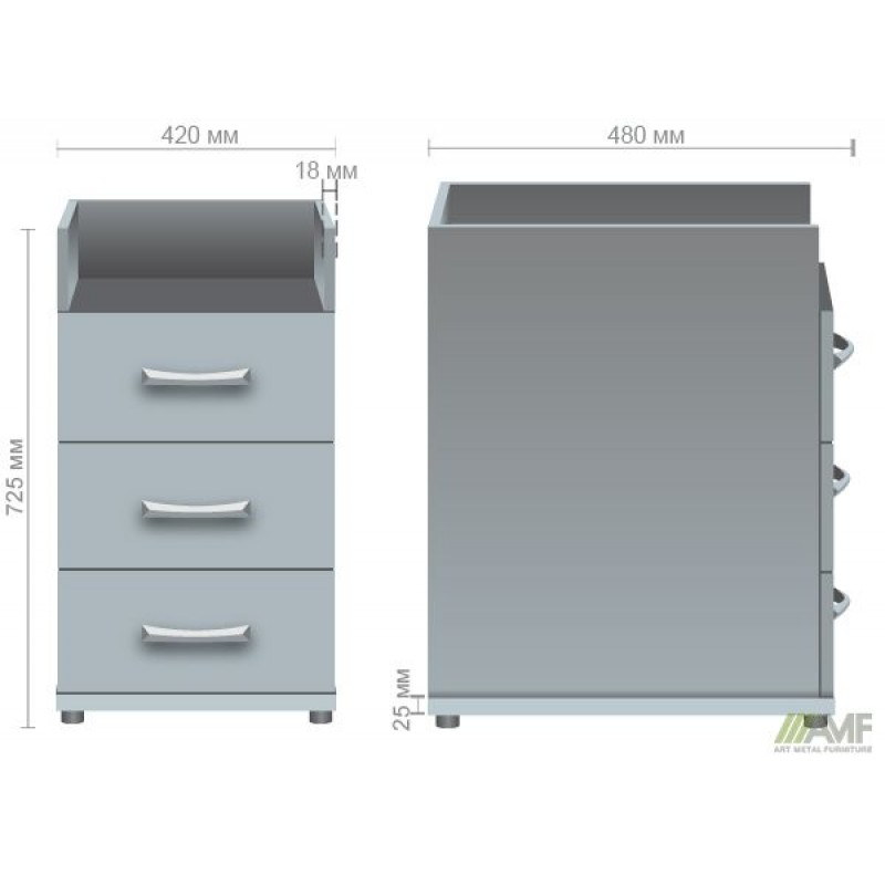 Тумба приставна МГ-411 (420х480х725мм) горіх темний (в зборі) AMF