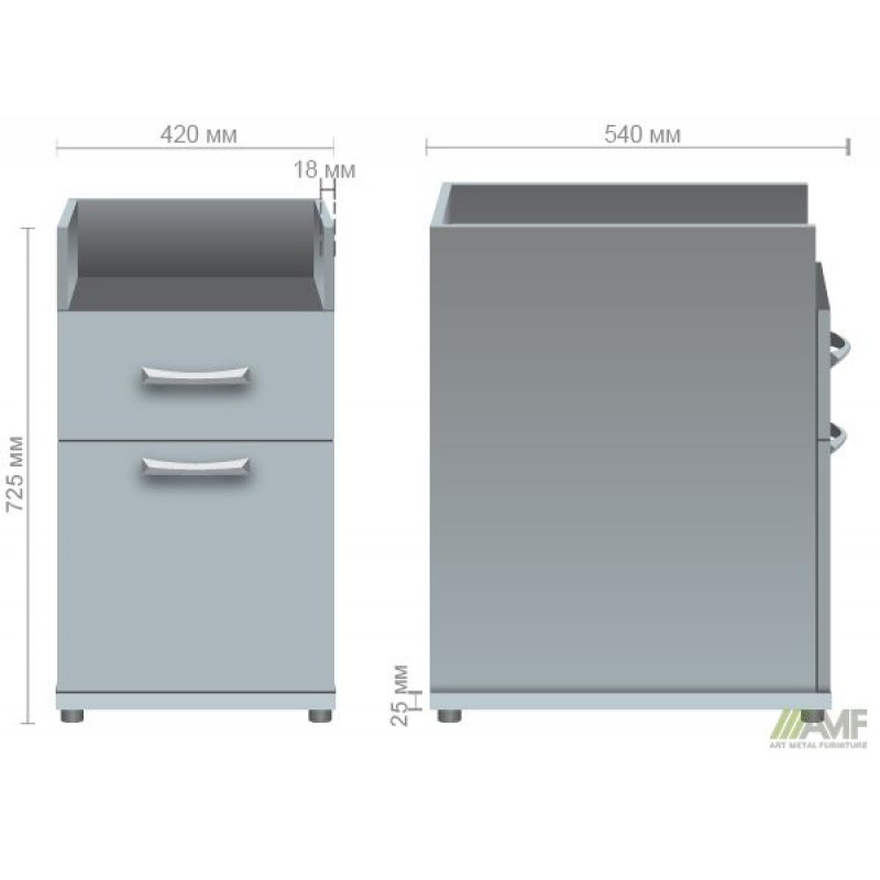 Тумба приставна МГ-413 (420х540х725мм) горіх темний (в зборі) AMF
