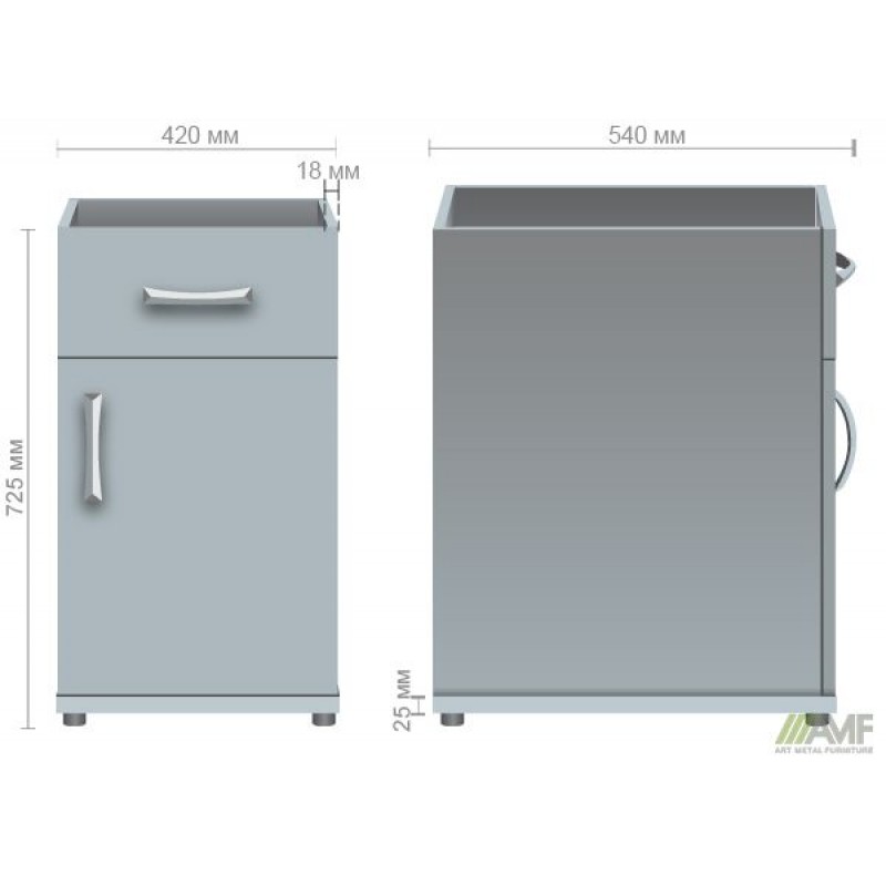 Тумба приставна МГ-414 (420х540х725мм) горіх темний (в зборі) AMF