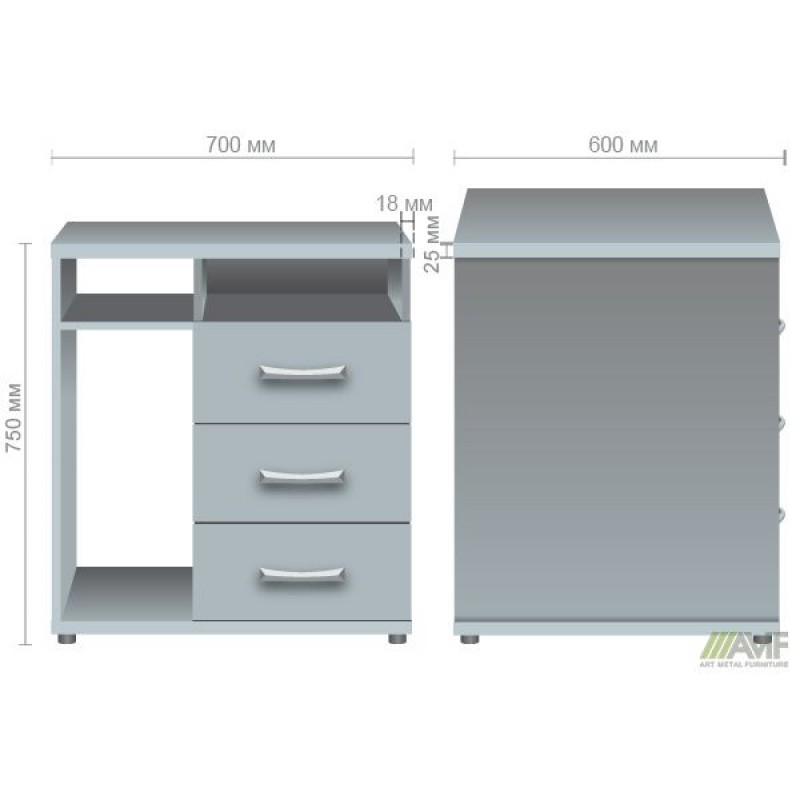 Тумба приставна МГ-415 (700х600х750мм) горіх темний (в зборі) AMF