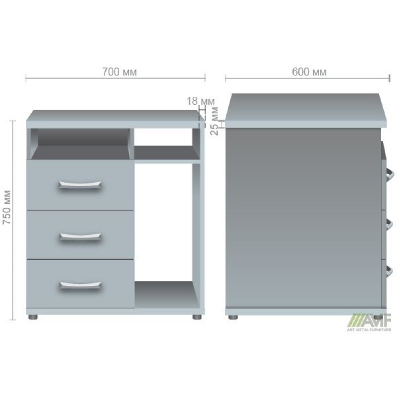 Тумба приставна МГ-416 (700х600х750мм) горіх темний (в зборі) AMF