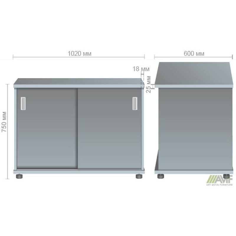 Тумба приставна МГ-422 (1020х600х750мм) горіх темний (в зборі) AMF