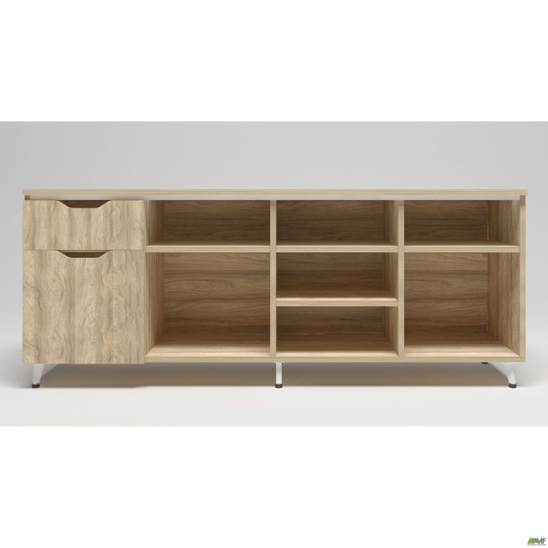 Тумба стаціонарна Delta DL-402L (1600х400х675мм) Блеквуд Ячмінний / Опора білий беж AMF