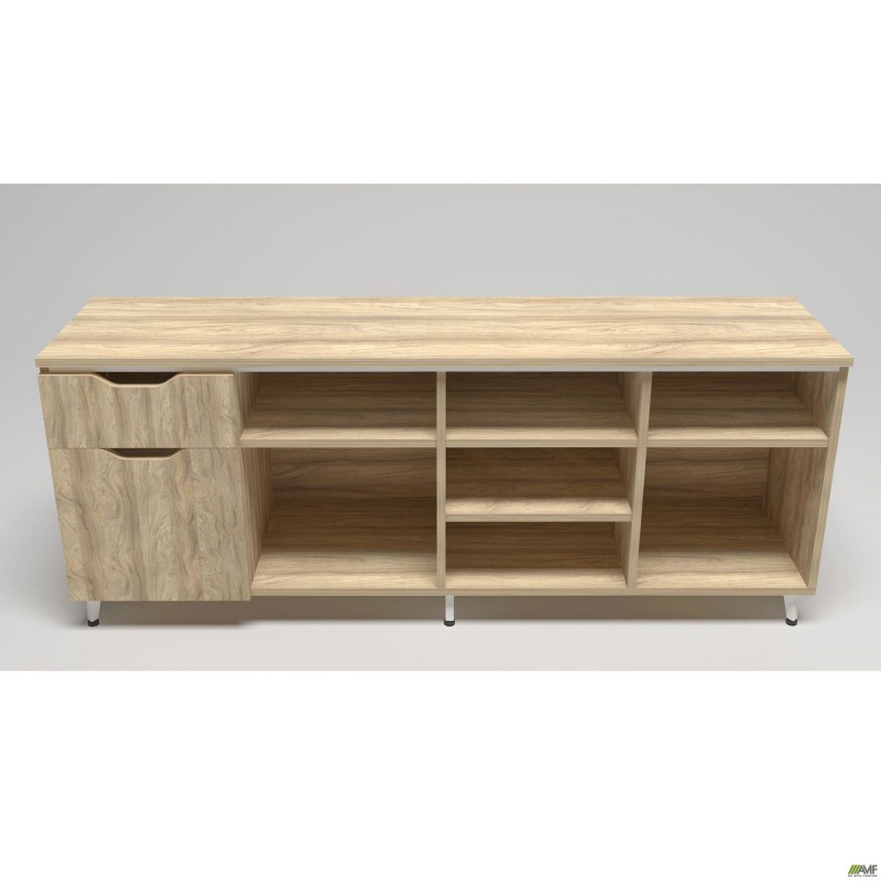 Тумба стаціонарна Delta DL-402L (1600х400х675мм) Блеквуд Ячмінний / Опора білий беж AMF