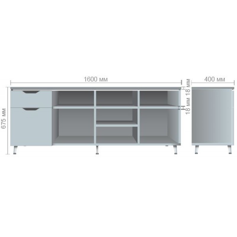 Тумба стаціонарна Delta DL-402L (1600х400х675мм) Блеквуд Ячмінний / Опора білий беж AMF