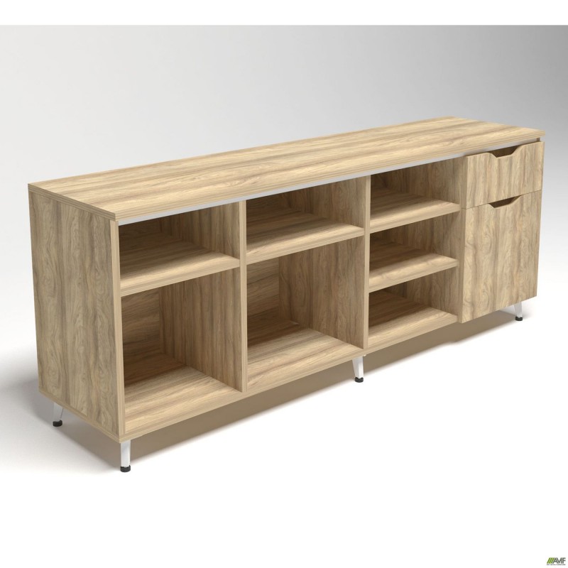 Тумба стаціонарна Delta DL-402R (1600х400х675мм) Блеквуд Ячмінний / Опора білий беж AMF