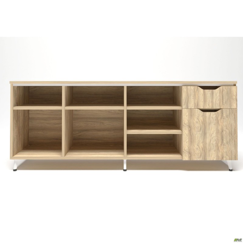 Тумба стаціонарна Delta DL-402R (1600х400х675мм) Блеквуд Ячмінний / Опора білий беж AMF