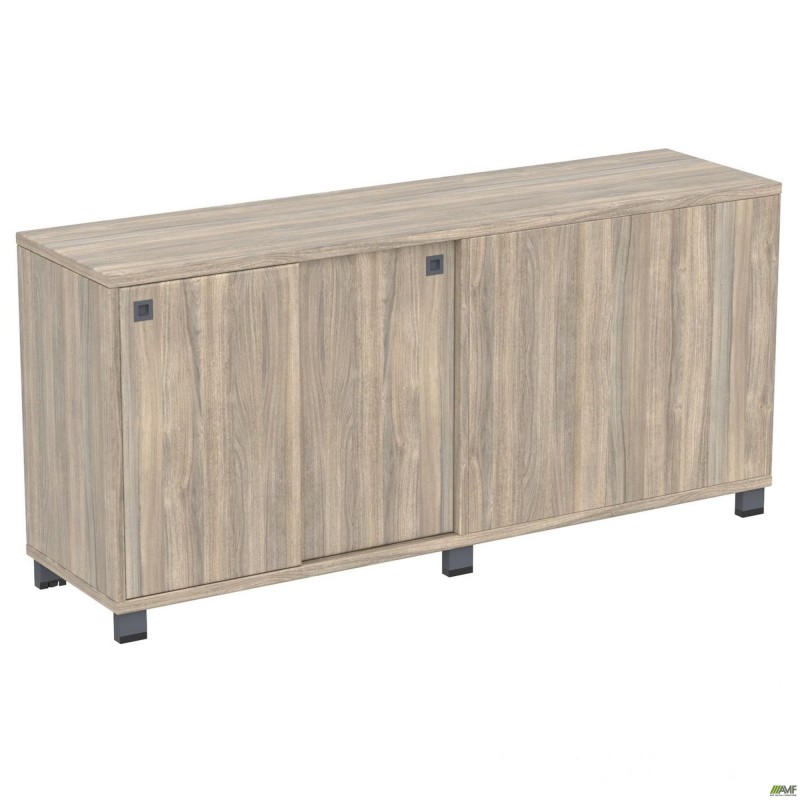 Тумба з розсувними дверима SIG-403-1 (1600х420х645мм) Опора Чорний графіт/В'яз Ліберті Димчастий AMF