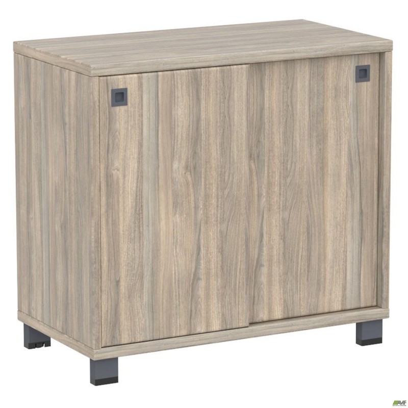 Тумба з розсувними дверима SIG-403 (800х420х750мм) Опора Чорний графіт/В'яз Ліберті Димчастий AMF