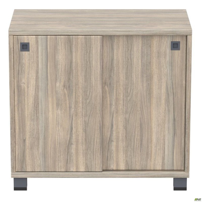 Тумба з розсувними дверима SIG-403 (800х420х750мм) Опора Чорний графіт/В'яз Ліберті Димчастий AMF