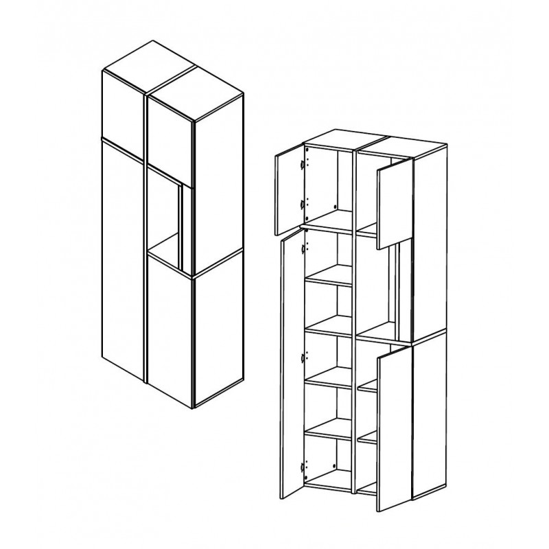 Шафа-пенал Гербор Лайн 4-дверний комбінований 70 см Білий/ Горіх верона