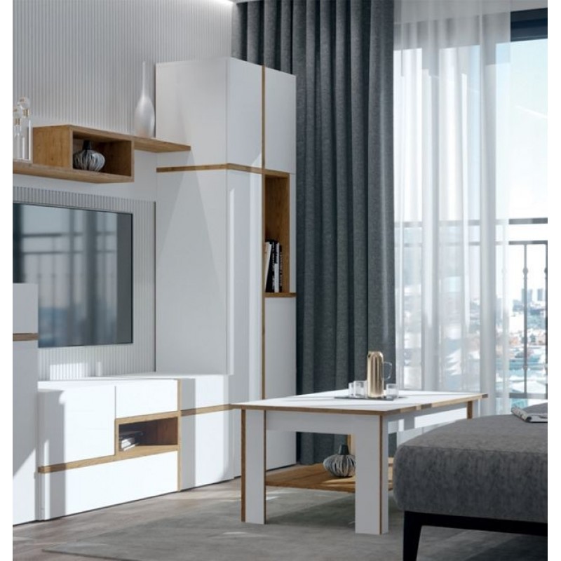 Шафа-пенал Гербор Лайн 4-дверний комбінований 70 см Білий/ Горіх верона