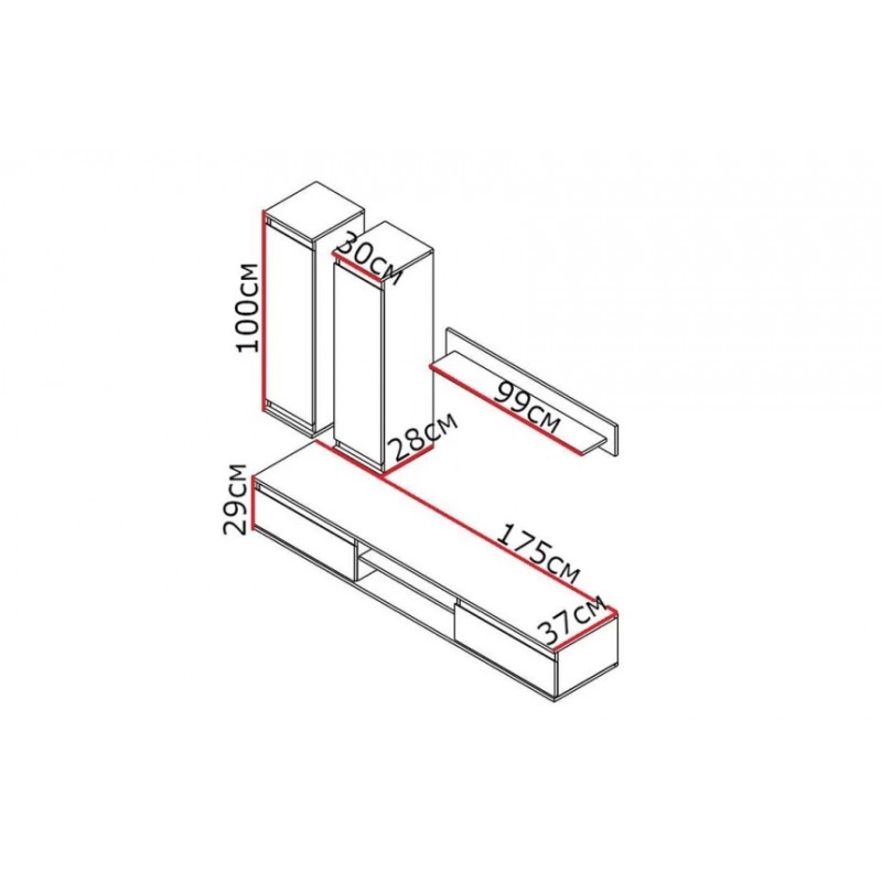 Стінка у вітальню Люсія 175 Гербор Дуб тахо/німфеа альба