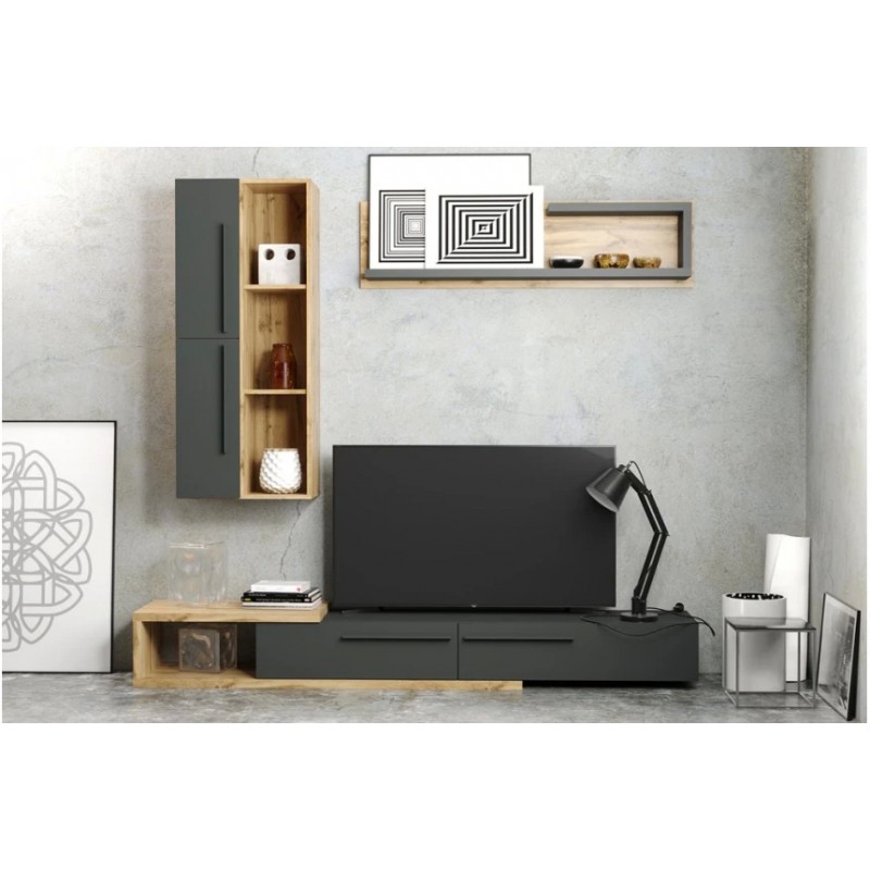 Стінка у вітальню Кальвадос Гербор Дуб тахо/антрацит