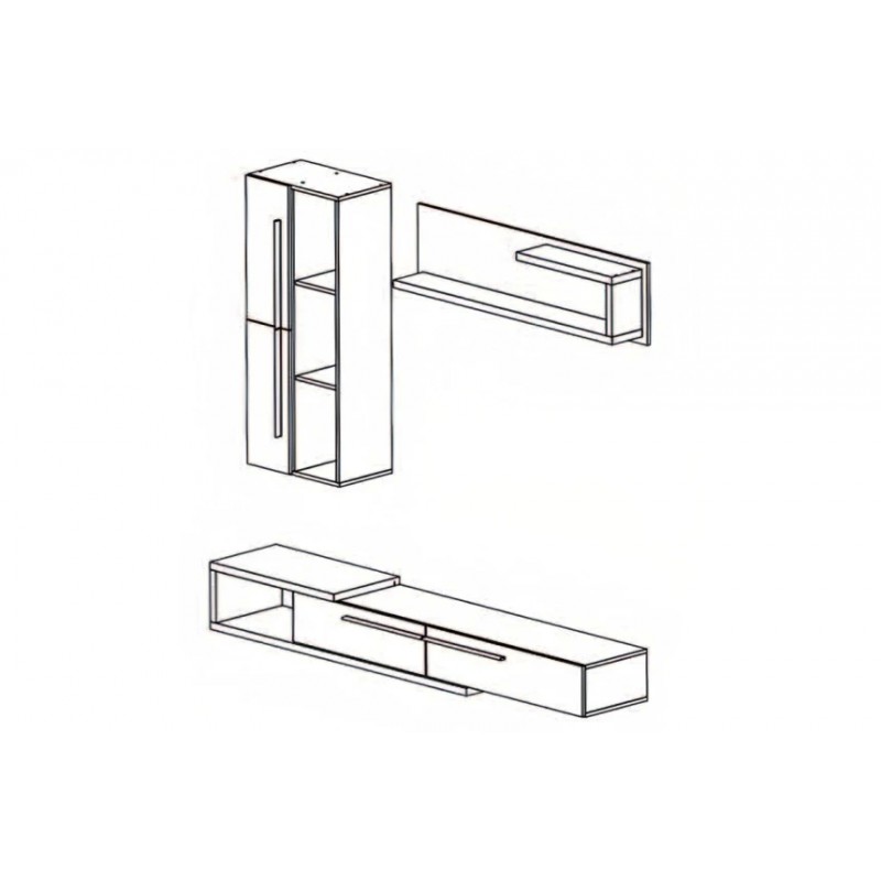 Стінка у вітальню Кальвадос Гербор Дуб тахо/антрацит