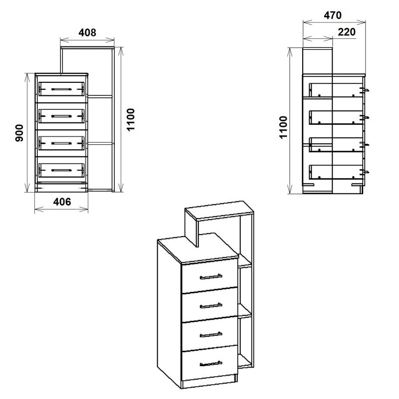 Комод-4-1П Компаніт