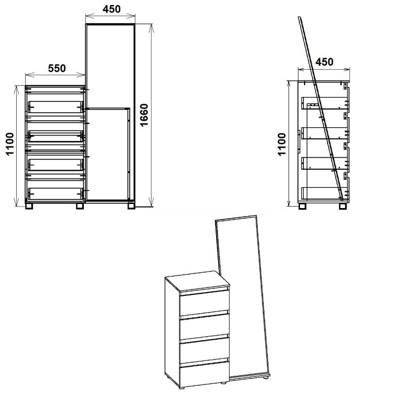 Комод-дзеркало Компаніт