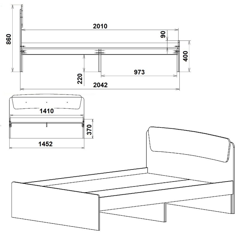Ліжко КЛАСИКА -140 Компаніт