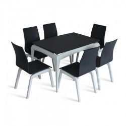 Обідній комплект Navi (білий/чорний) "MARKO Furniture"