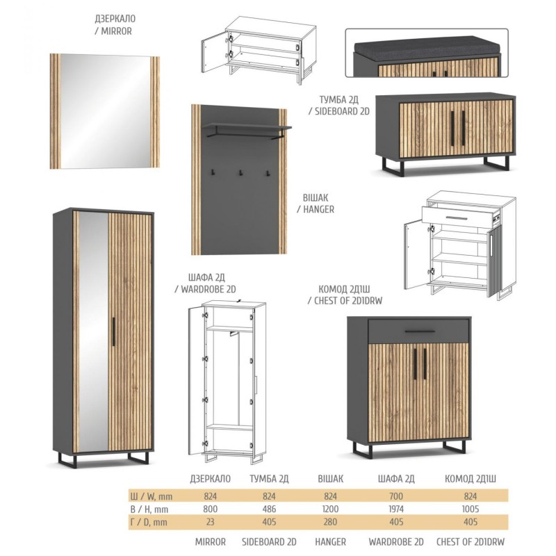 Комод 2Д2Ш Стелла