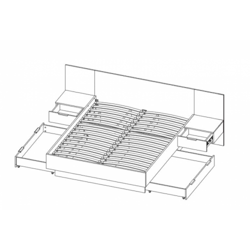 Ліжко з приліжковими тумбами Кантрі
