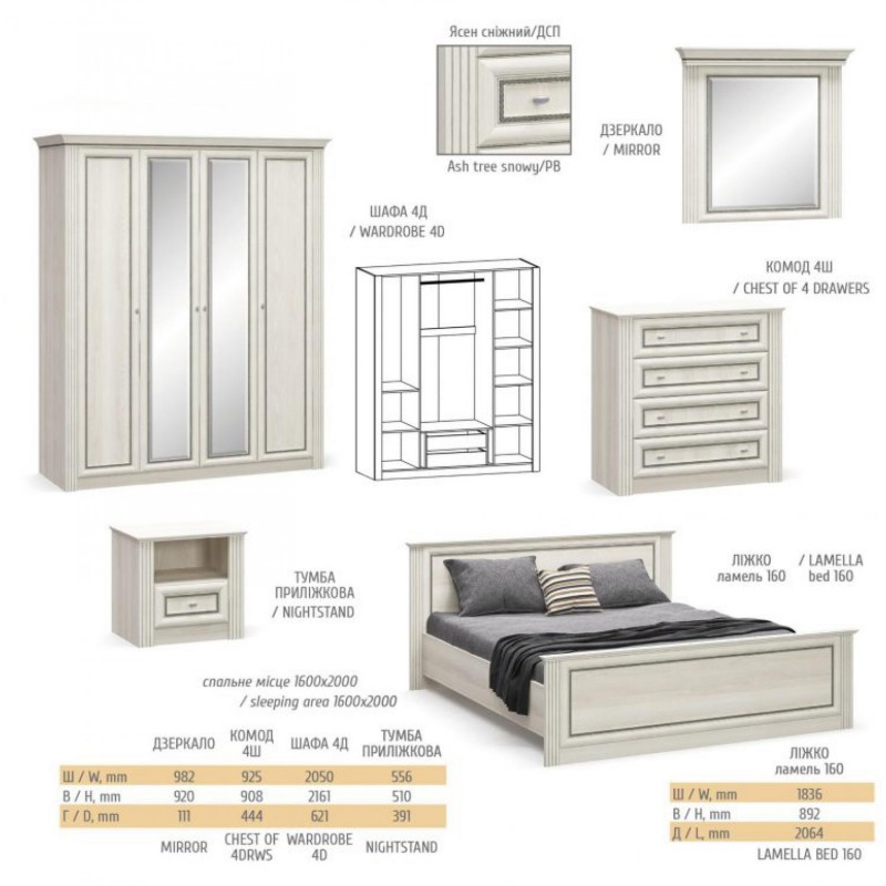 Модульна спальня Брістоль New Мебель Сервіс